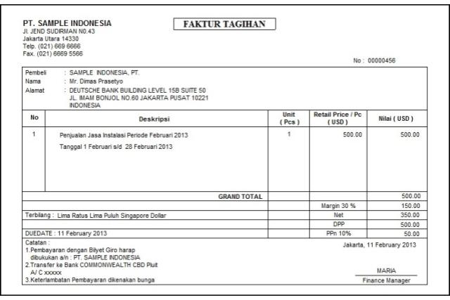 contoh invoice penagihan