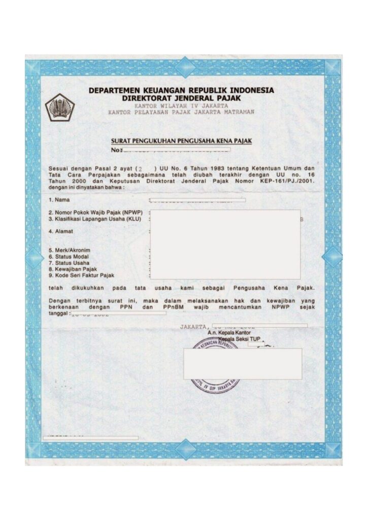 contoh surat pengukuhan pengusaha kena pajak