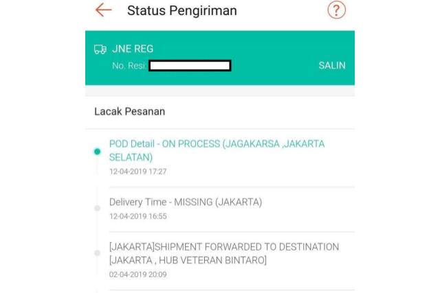 status proses jne