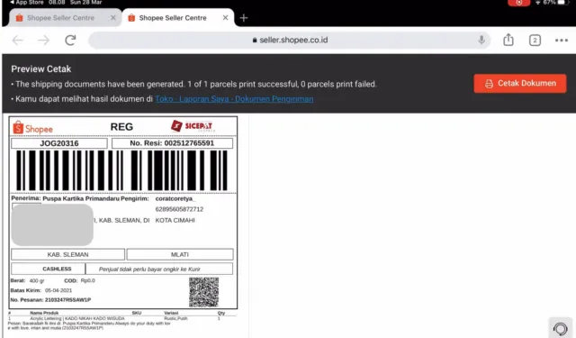 cara cek resi shopee