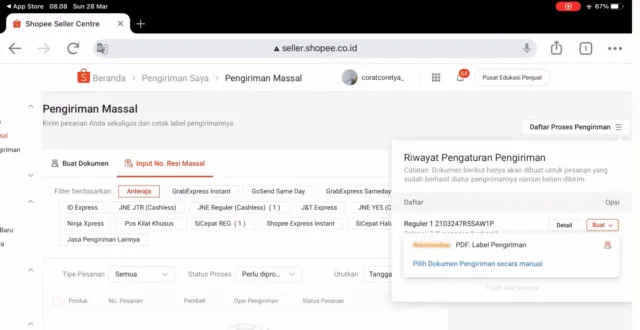 cara cek resi shopee