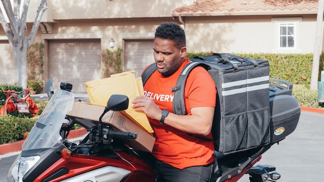 with delivery courier