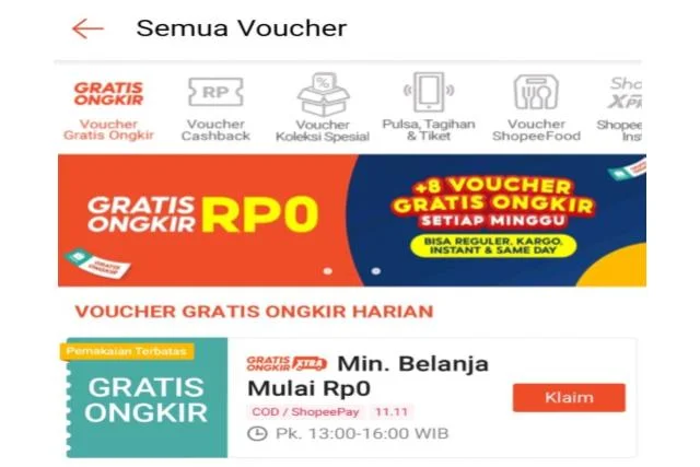 cara mendapatkan voucher gratis ongkir shopee