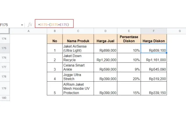 rumus diskon di excel