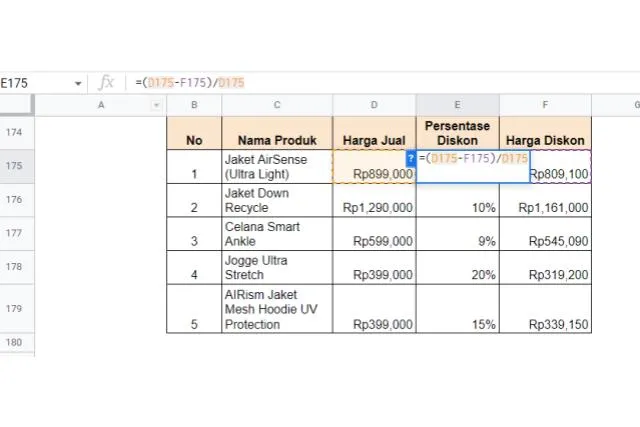 rumus diskon excel
