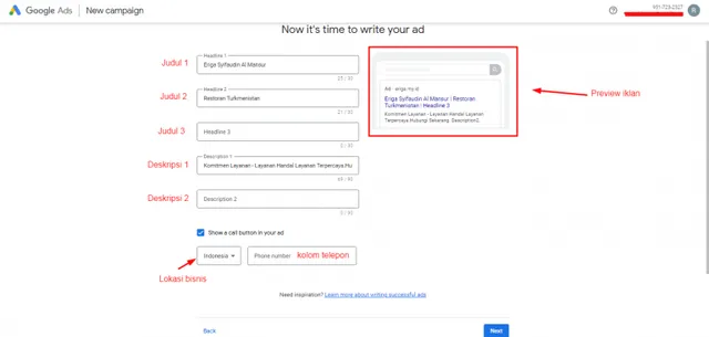 cara setting google adwords
