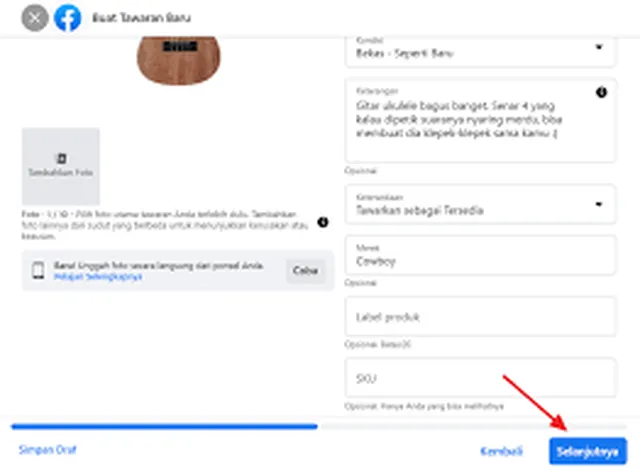 cara mengisi sku di marketplace facebook