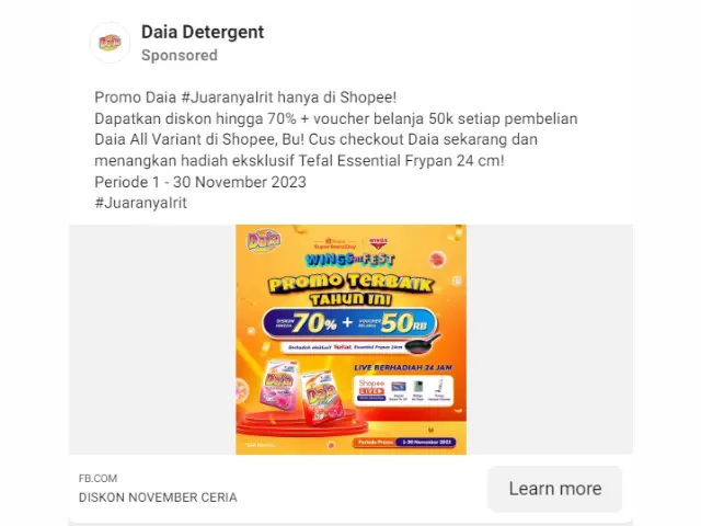Ditergen Cuci Baju Daia