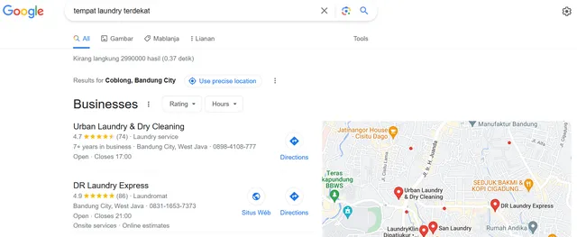Contoh Toko di Hasil Pencarian Google