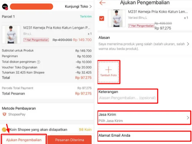 Alasan Retur Paket Shopee