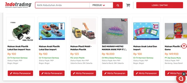 supplier mainan anak tangan pertama