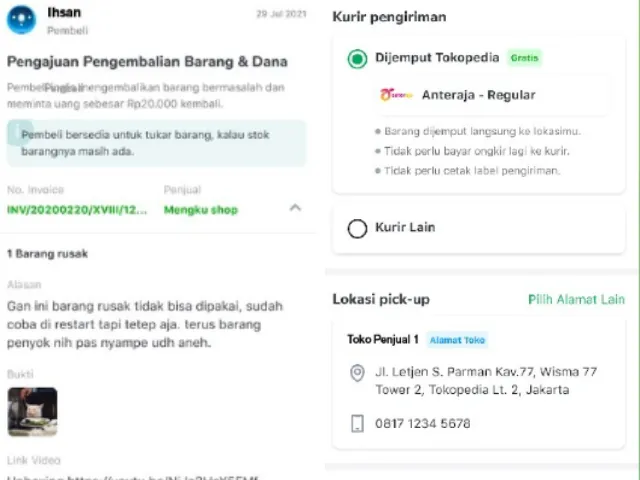 cara retur barang di tokopedia