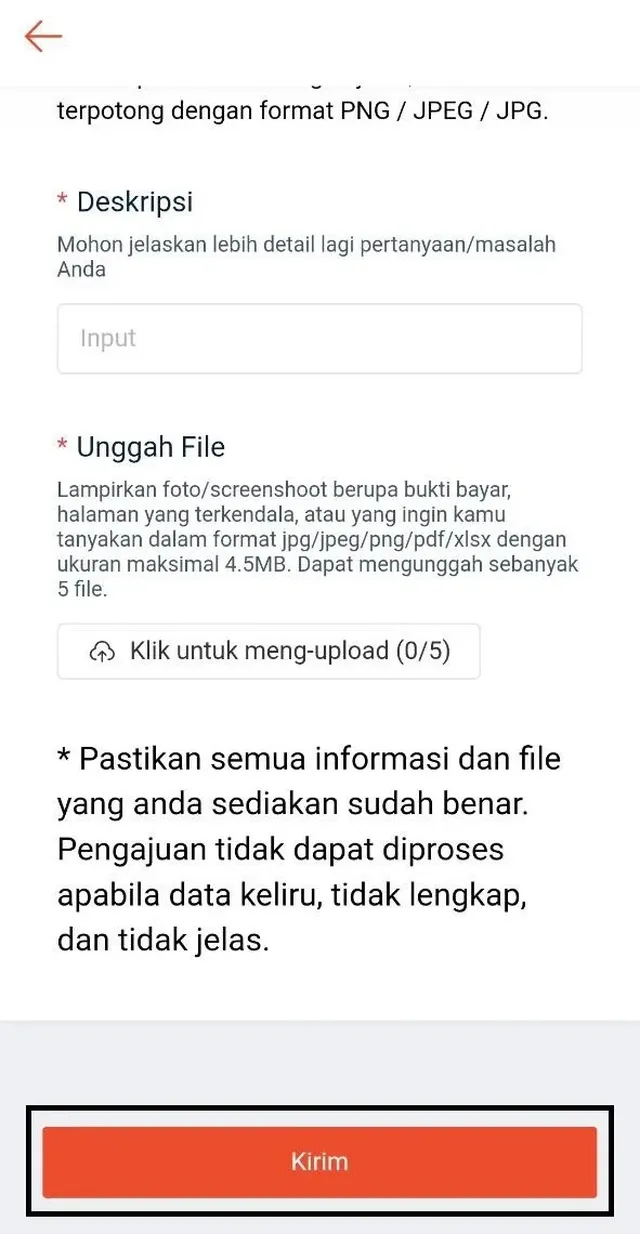 formulir data diri shopee