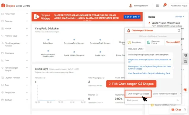 live chat shopee