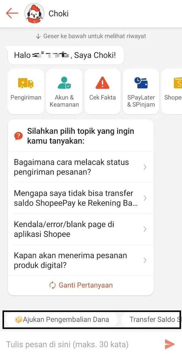 live chat shopee