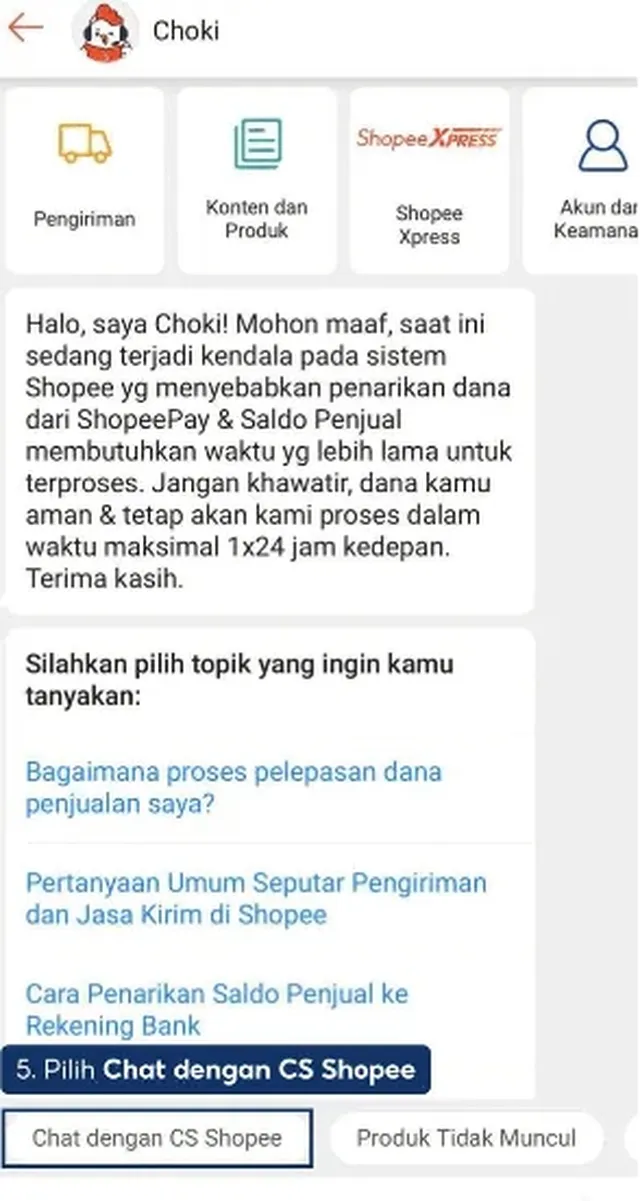 live chat shopee
