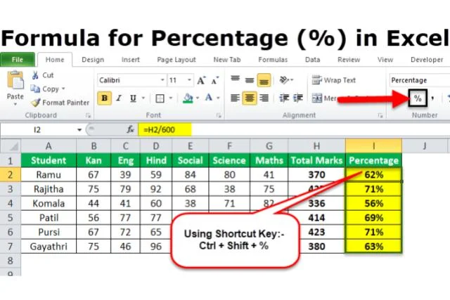 cara menghitung rumus persentase excel